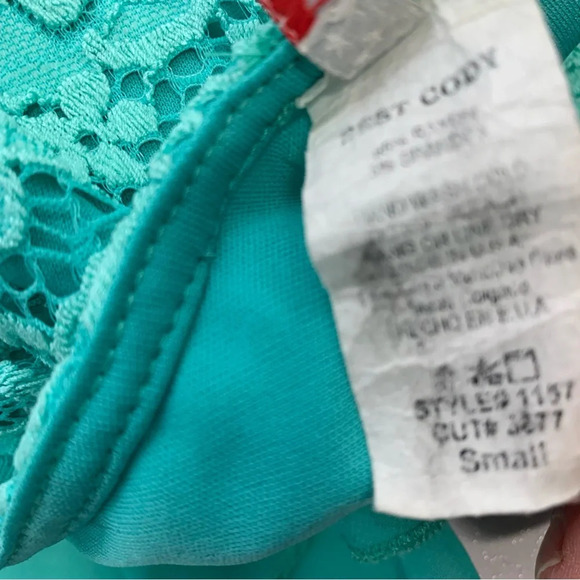 Vintage Y2K Womans Crochet‎ Top Small Green Floral Sheer Lace Flowy Fairy Boho - Picture 8 of 10